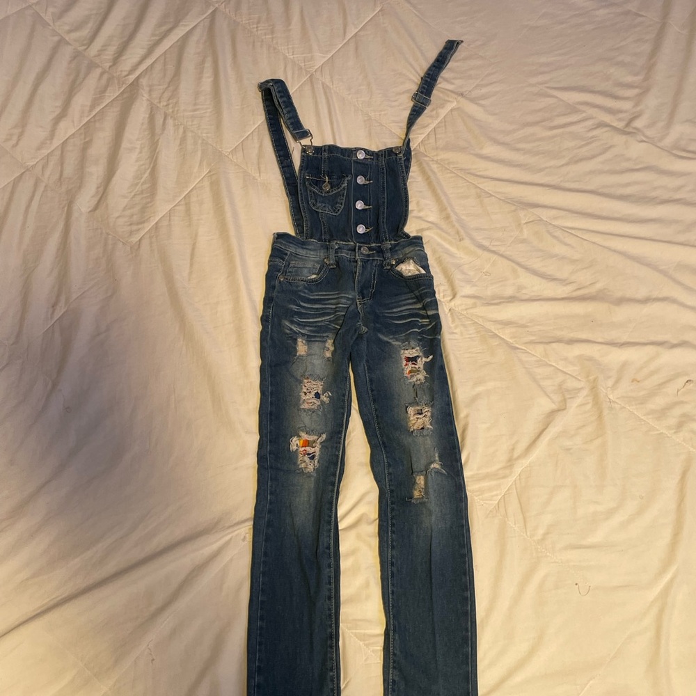 Thrill Navy Denim Kids Overalls